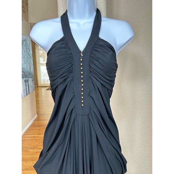 Diane von Furstenberg Black Halter Stretch Jersey Knit 6 Jumpsuit MSRP $398 - Picture 3 of 10